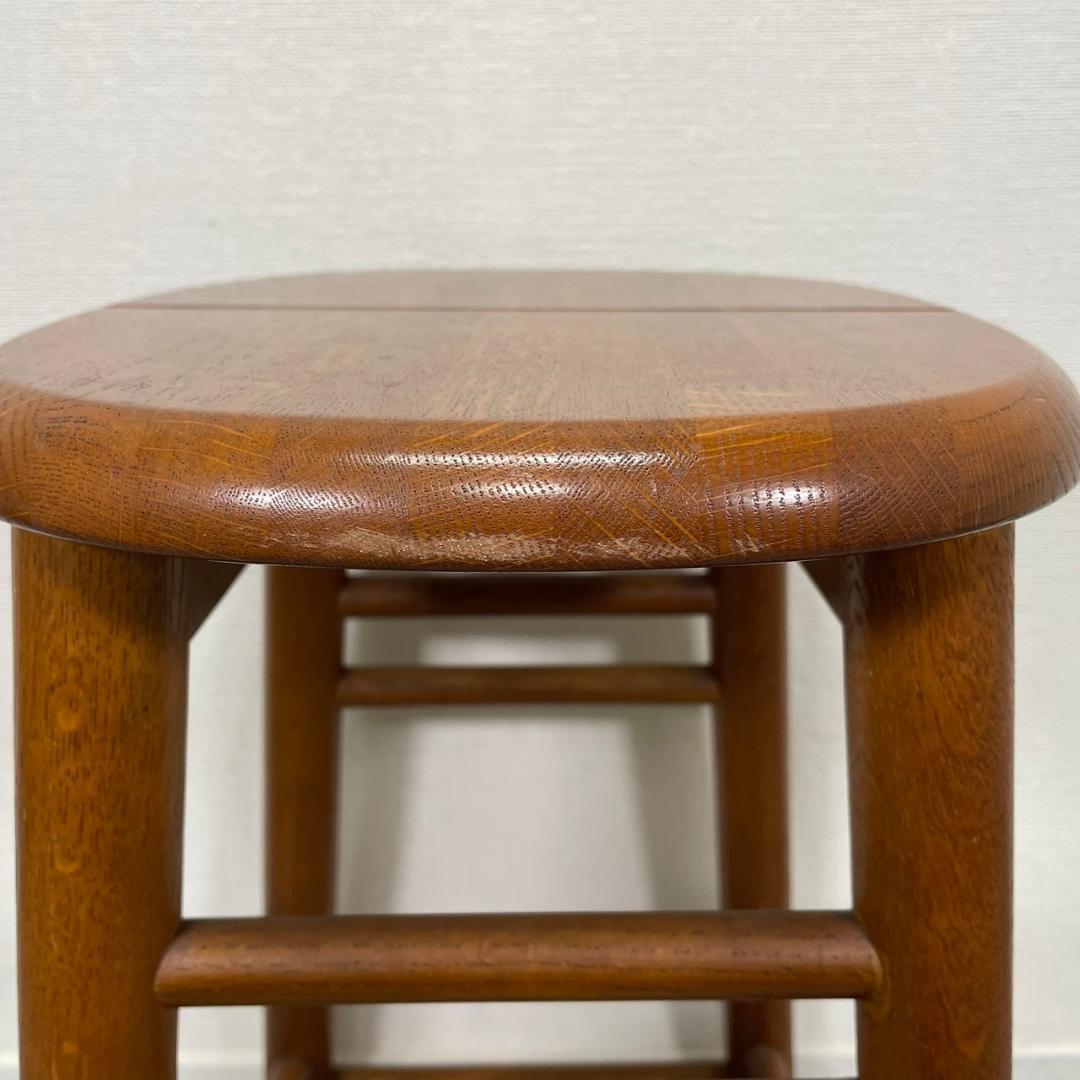 希少 オールドカリモク 木製 スツール 丸椅子 無垢材 ヴィンテージ 国産家具