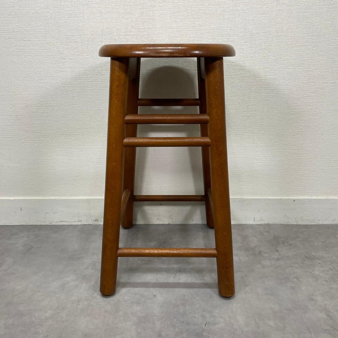 希少 オールドカリモク 木製 スツール 丸椅子 無垢材 ヴィンテージ 国産家具