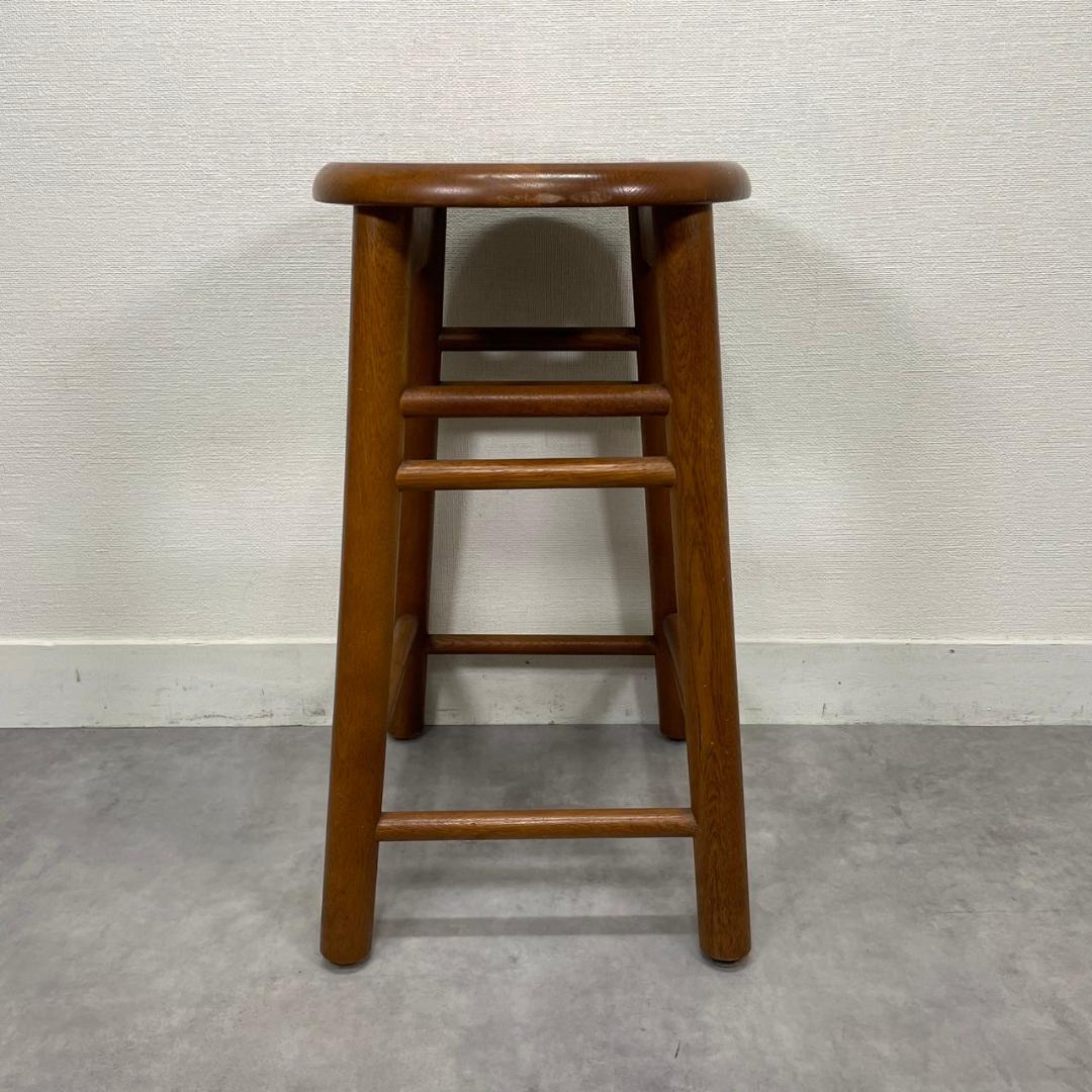 希少 オールドカリモク 木製 スツール 丸椅子 無垢材 ヴィンテージ 国産家具