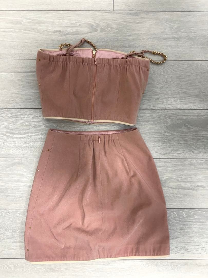 美品 ローブドフルール スタッズ キルティング ドレス キャバ ミニ ピンク