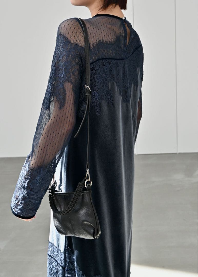 WILLFULLY dot tulle panel lace velour OP - メルカリ