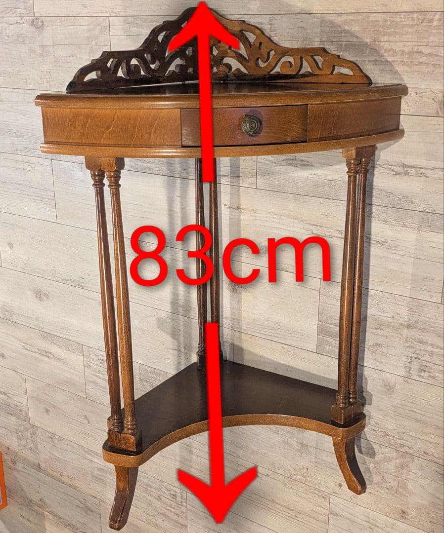 イタリア製 アンティーク調 コーナーテーブル 透かし飾り 輸入家具