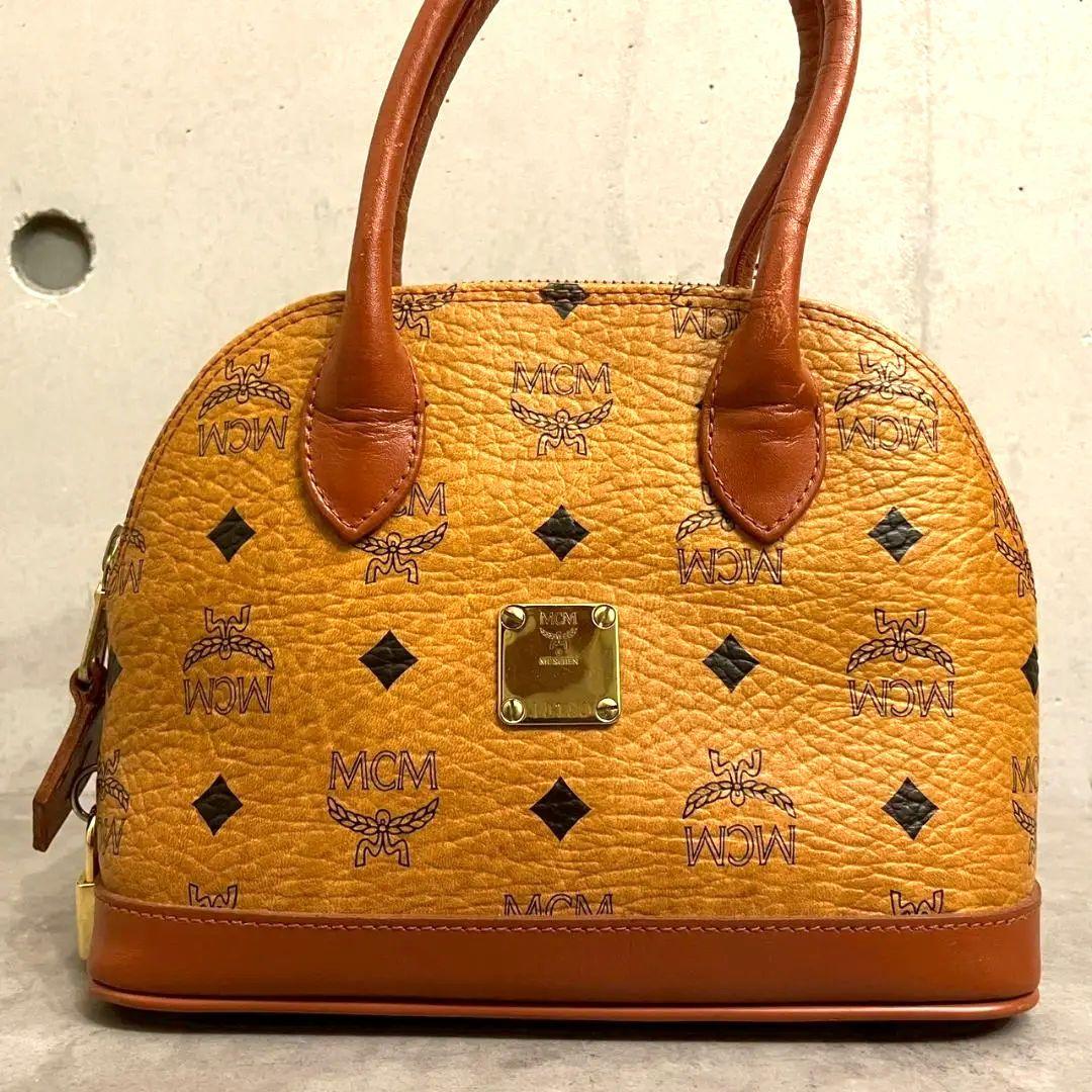 MCM ハンドバッグ ミニボストン ヴィセトス ブラウン 総柄 PVC