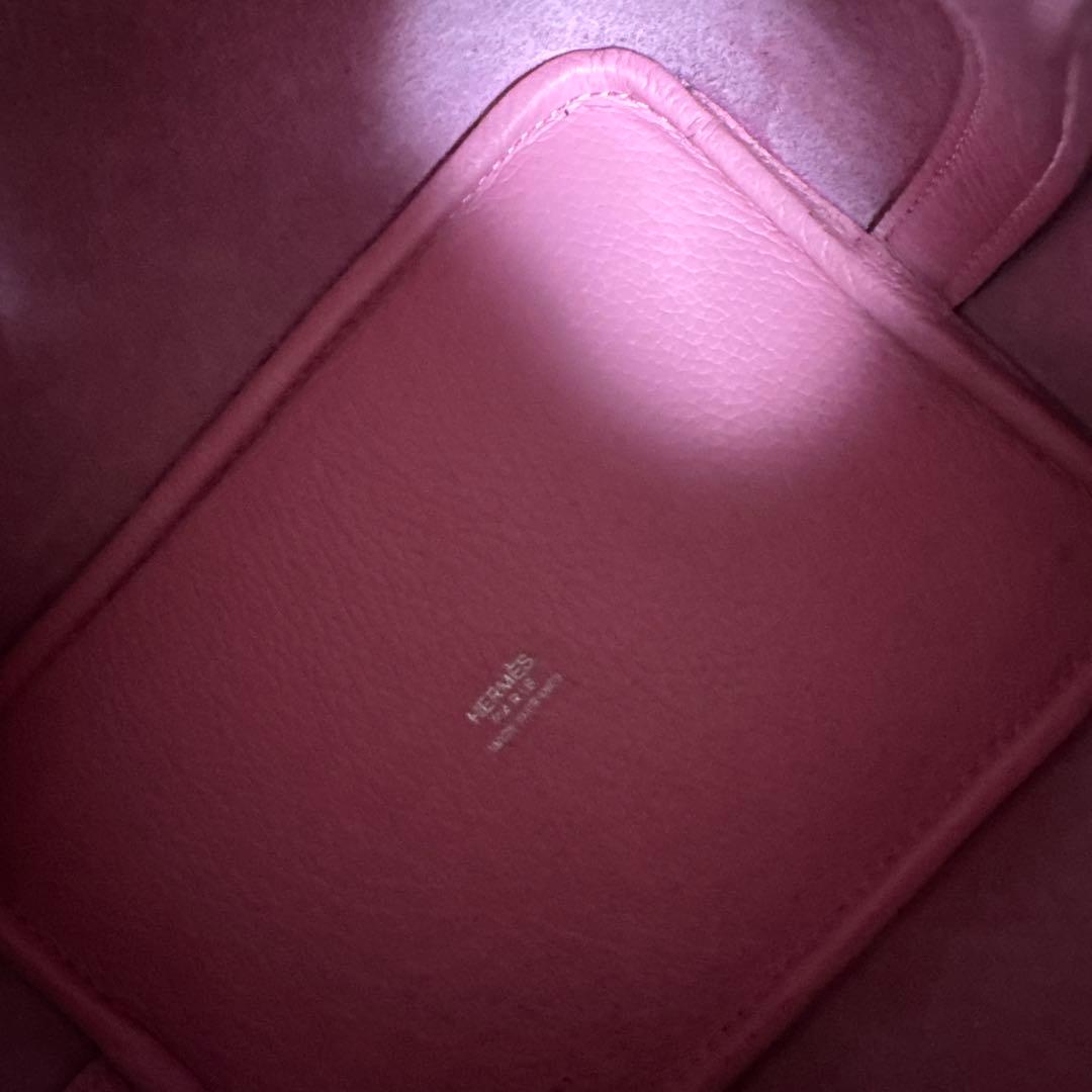 ピコタンロック風本革キューブバッグ　ピンク　レザーハンドバッグ