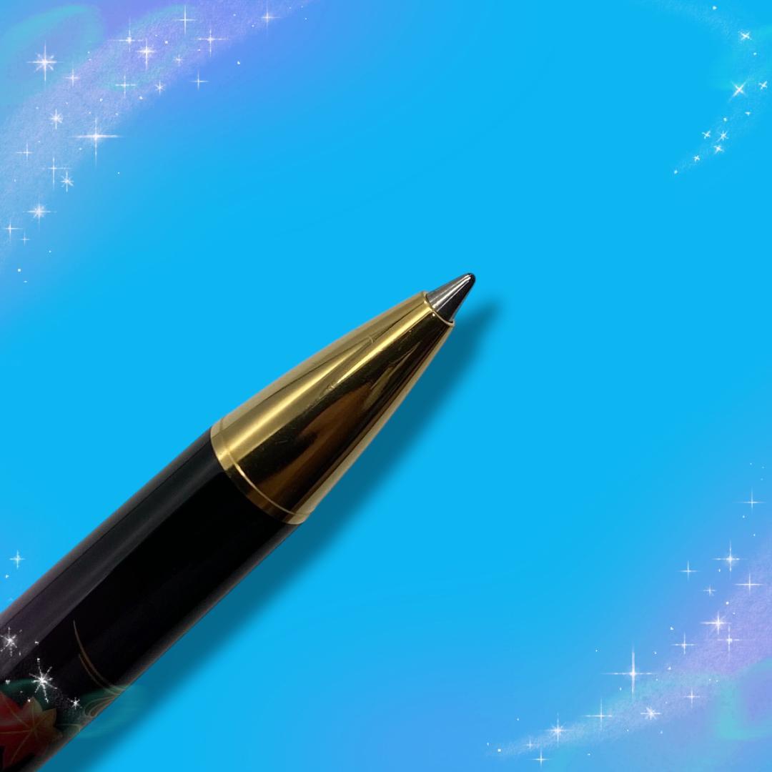 《超美品》 プラチナ プレジデント 加賀平蒔絵 扇面 ボールペン ノック式