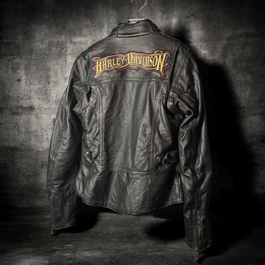 HARLEY-DAVIDSON 本革ライダースジャケット ダブルジップ 黒 - メルカリ