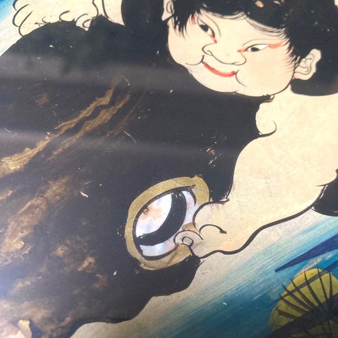 希少！【明治時代ガラス絵】金太郎 鯉つかみ図 手描き 古美術 骨董