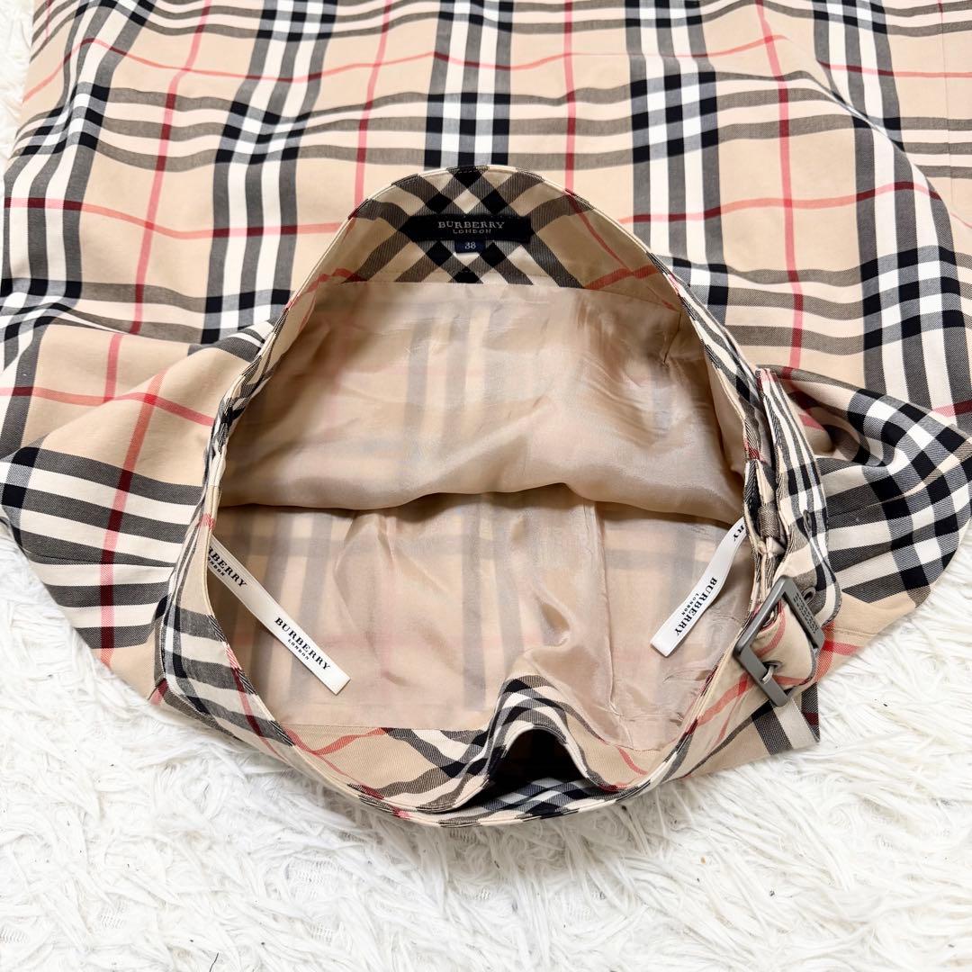 極美品 BURBERRY プリーツスカート ノバチェック ベルト 上品