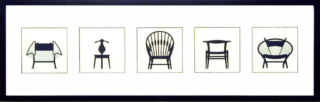 大型　額付　アートパネル　安川敏明　絵画　ブラックフレーム　雑貨　家具　椅子