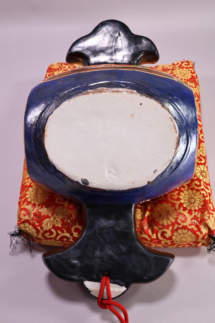 九谷焼名工 陶ハ 松鶴乃図 御小槌 金運 財運 開運 商売繁盛 置物 BJ177