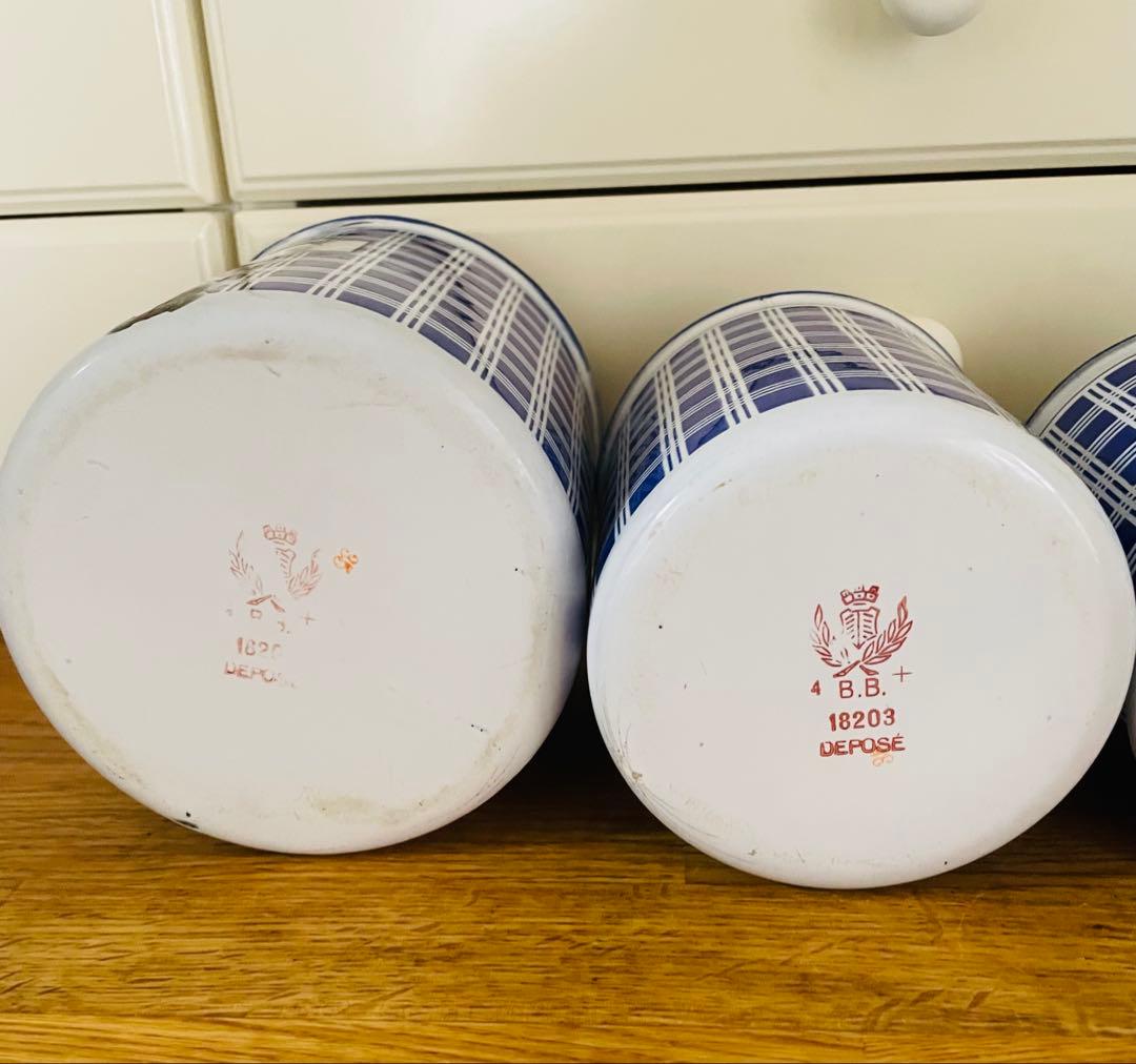 フランス アンティーク BB社 ホーローキャニスター 5個セット - メルカリ