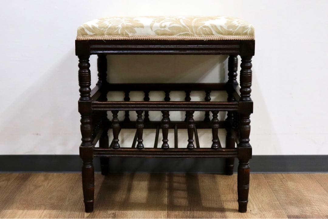 GMHO144○西洋 アンティーク 英国 スツール オットマン ファブリック