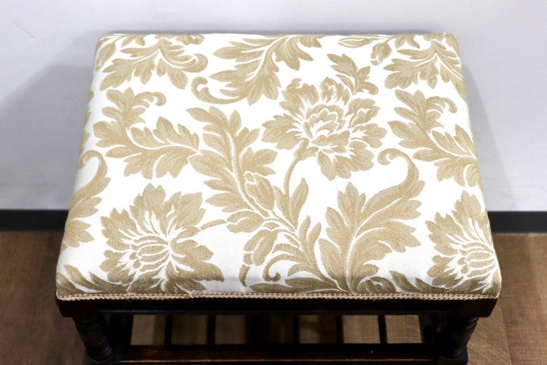 GMHO144○西洋 アンティーク 英国 スツール オットマン ファブリック
