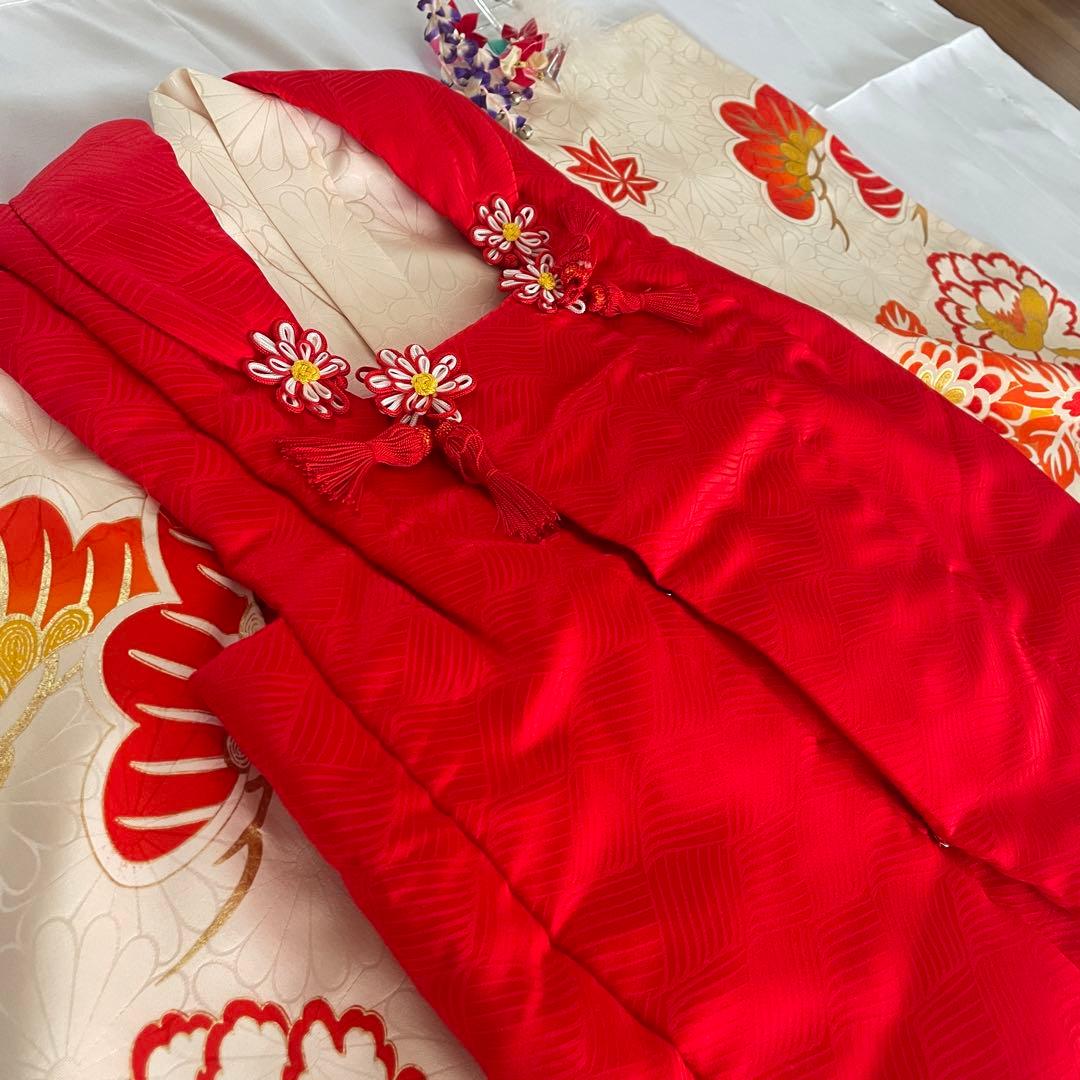 七五三3歳 女の子 子供 着物 正絹 被布 セット