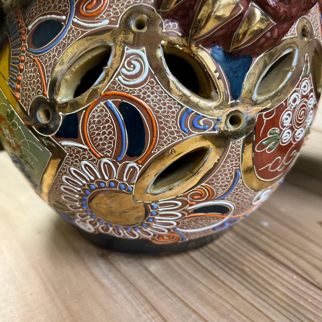 陶器製 獅子像 置物　赤金　九谷焼　美品