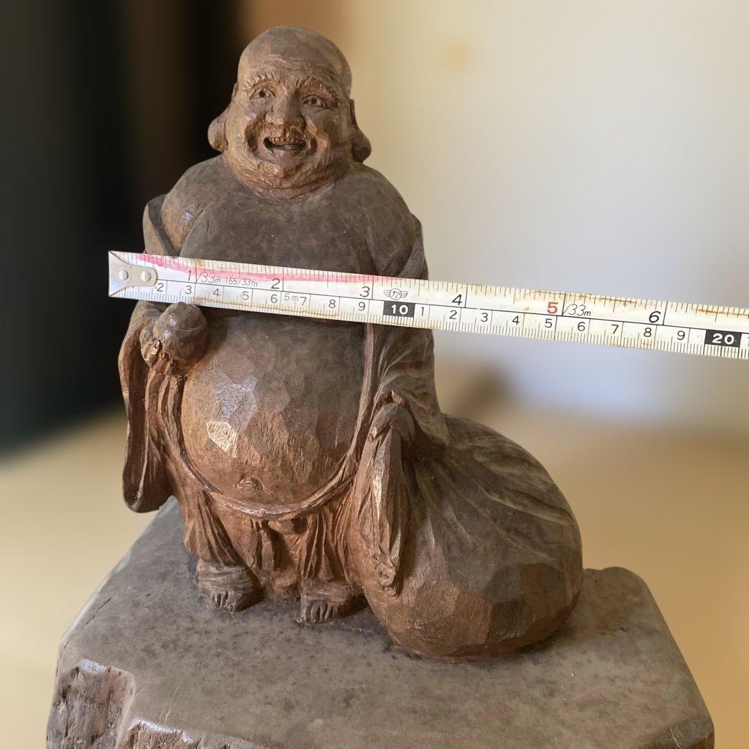 木製 笑顔の仏像 高さ約30cm