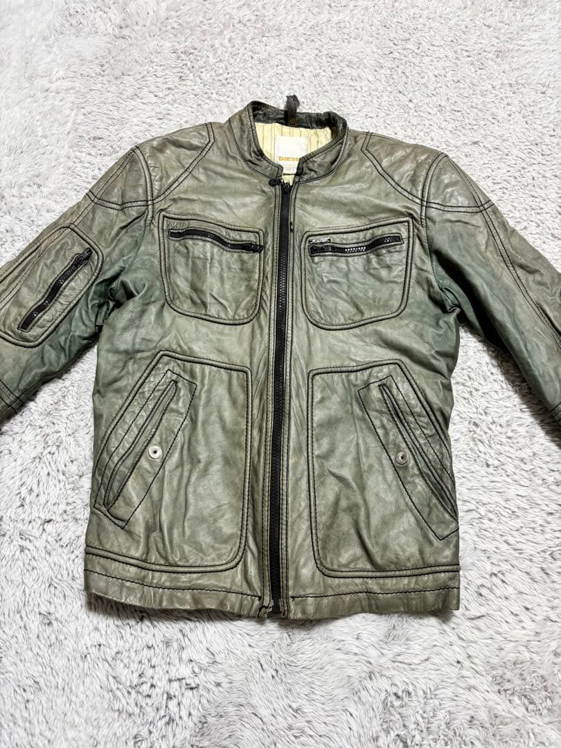 DIESEL シングルライダースジャケット S グレー - メルカリ