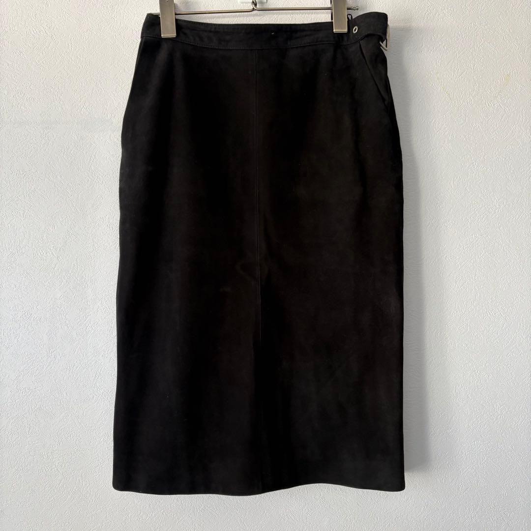HERMES マルジェラ期 総レザー スウェード スカート サイドベルト