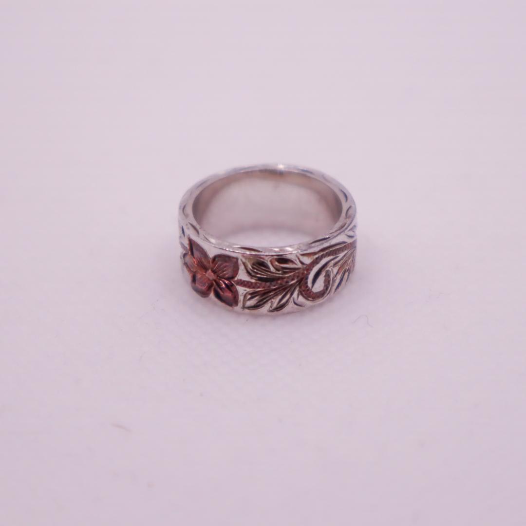 Maui Divers Jewelry 花彫刻シルバーリング 指輪 Silver
