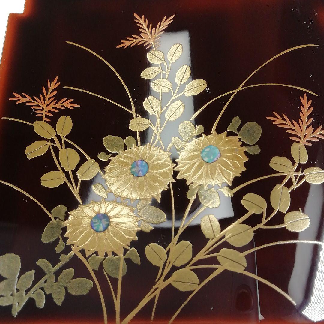 T934 香合 『秋野蒔絵』『瓦香合』『新谷漆峯 作』 共箱 茶道具