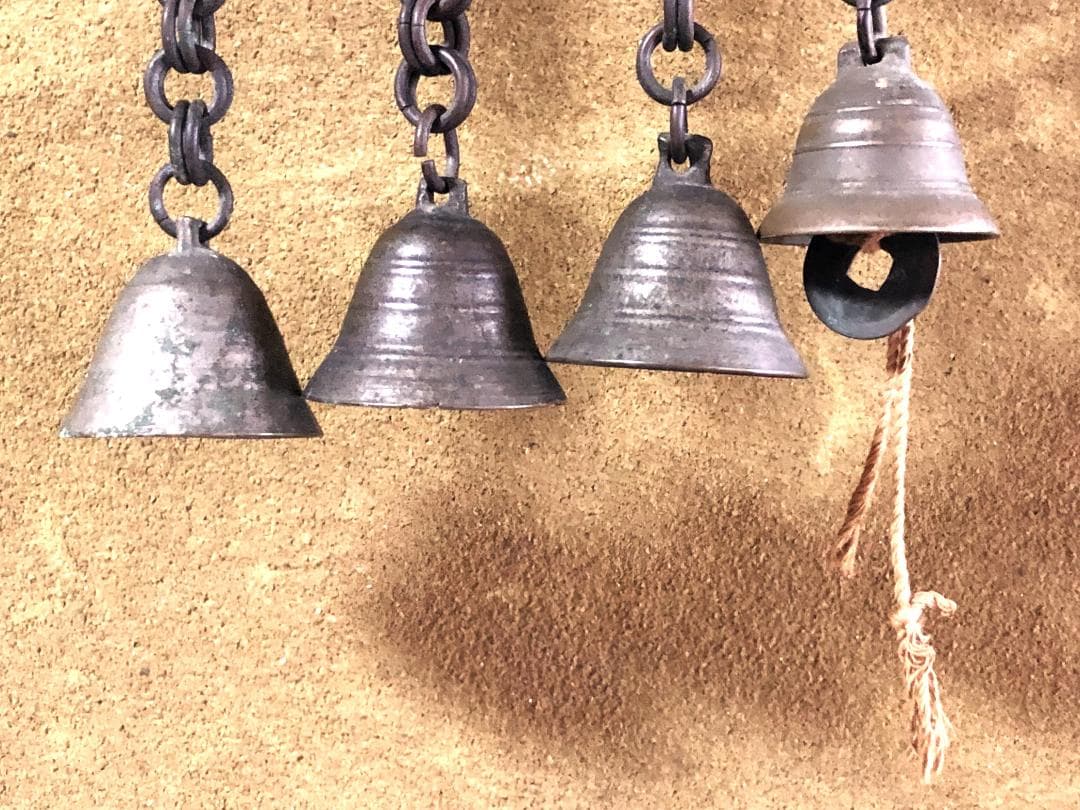 【 花角紋彫金連馬鈴 】　江戸時代　馬具装飾品　完