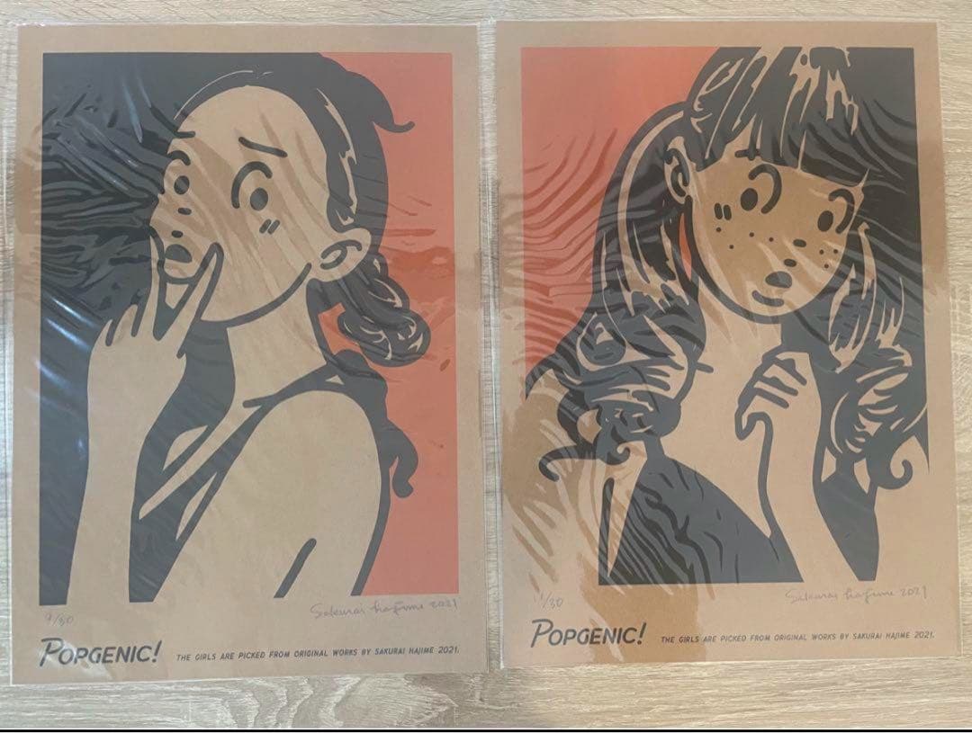 さくらいはじめ　リソグラフ ２枚セットed30 サイン入り　POPGENIC