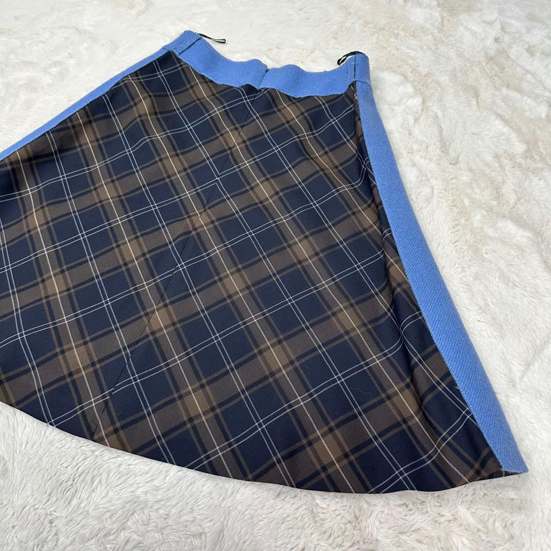 ✨美品✨miumiu チェック柄 Aラインスカート ウールモヘア混 上質 M