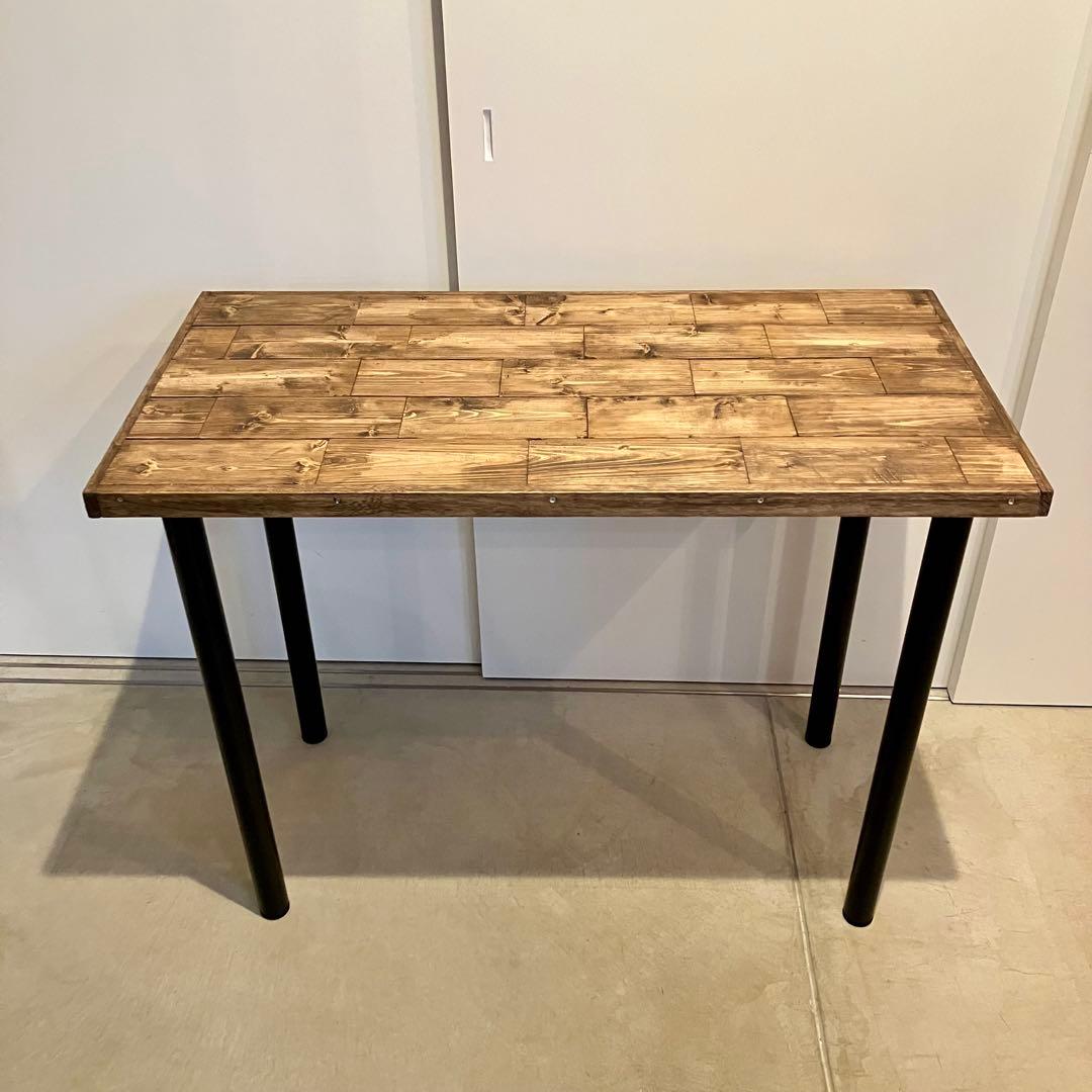 モザイク柄の無垢材テーブル【ハンドメイド家具】