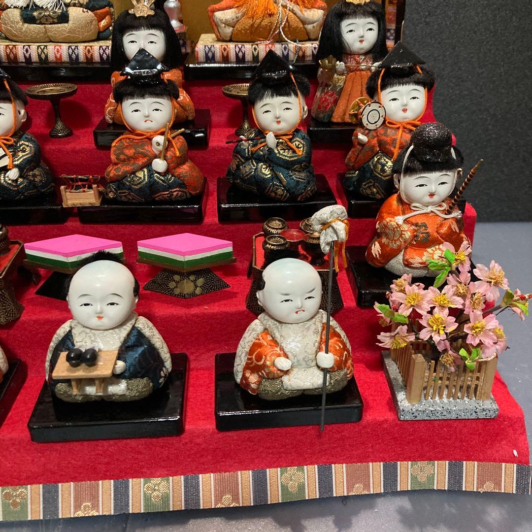 雛人形　アンティーク　木目込み十五人揃え