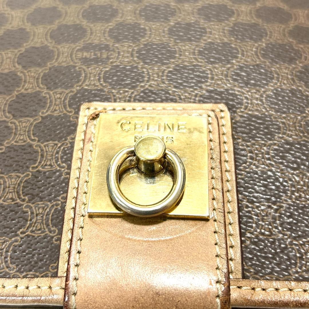 セリーヌ　ショルダーバッグ　マカダム　ヴィンテージ　金具　ゴールド　PVC