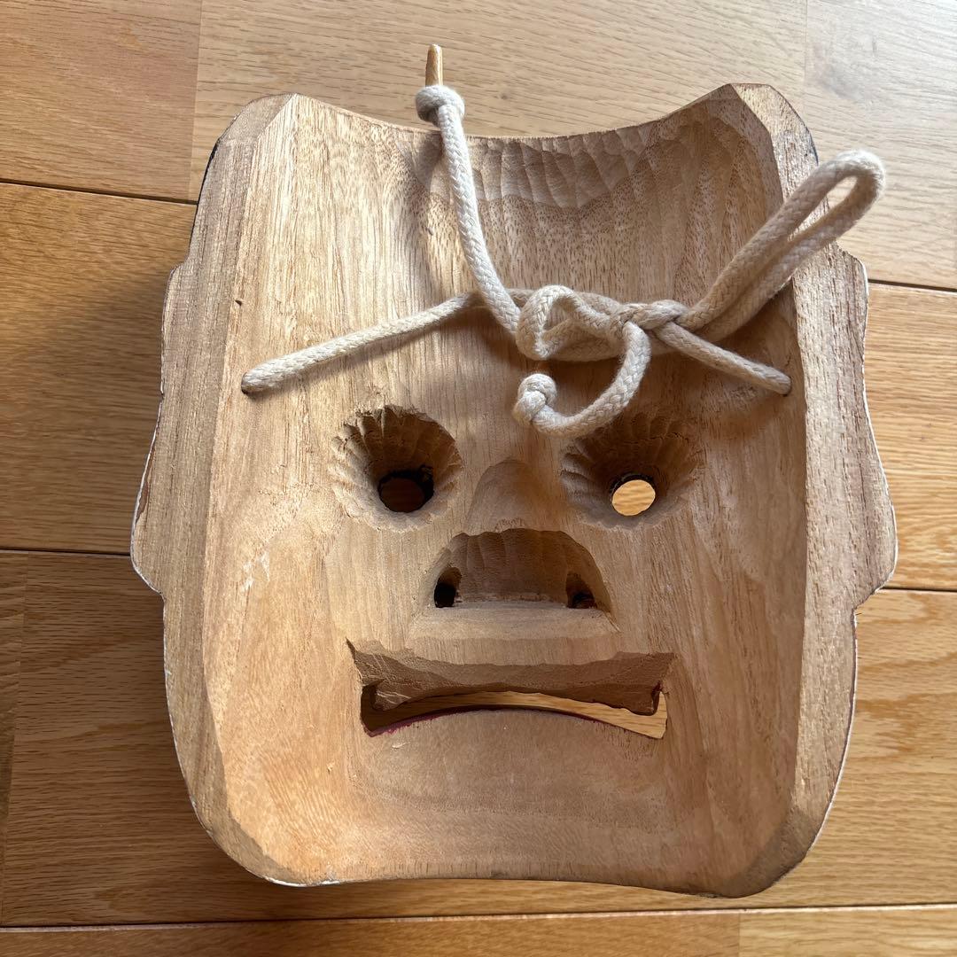 備中神楽面 素戔嗚尊 木彫り - メルカリ