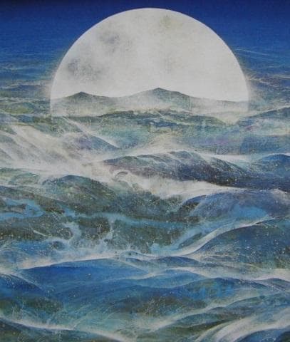 堀晃、【海の話】、希少な額装用画集より、新品額装付、状態良好