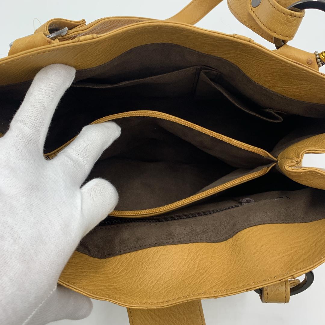 未使用品 RACINE オーストリッチ ハンドバッグ クイルマーク エキゾチック