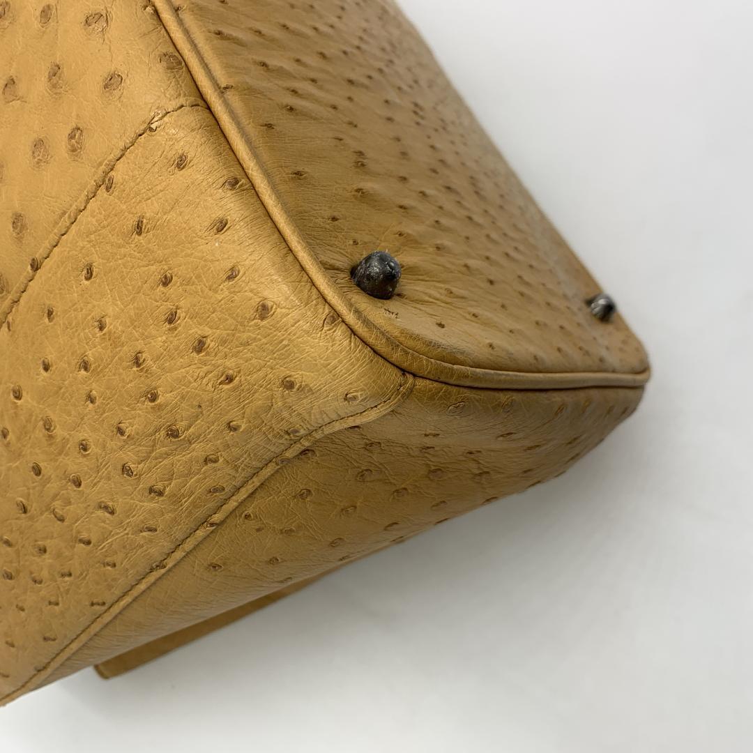 未使用品 RACINE オーストリッチ ハンドバッグ クイルマーク エキゾチック