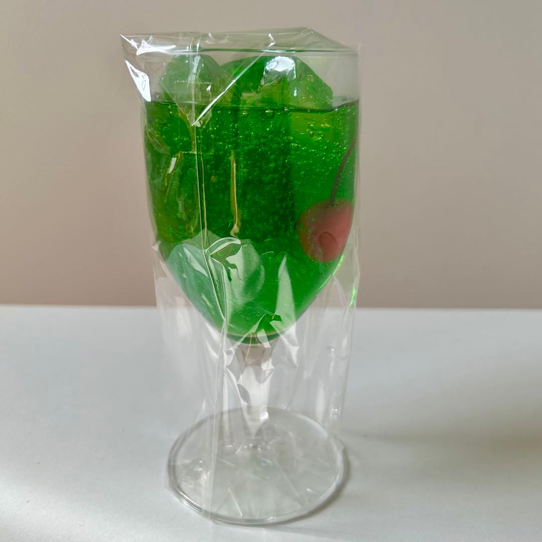 食品サンプル まいづる 実物大 メロンソーダ チェリー入り グラス付き