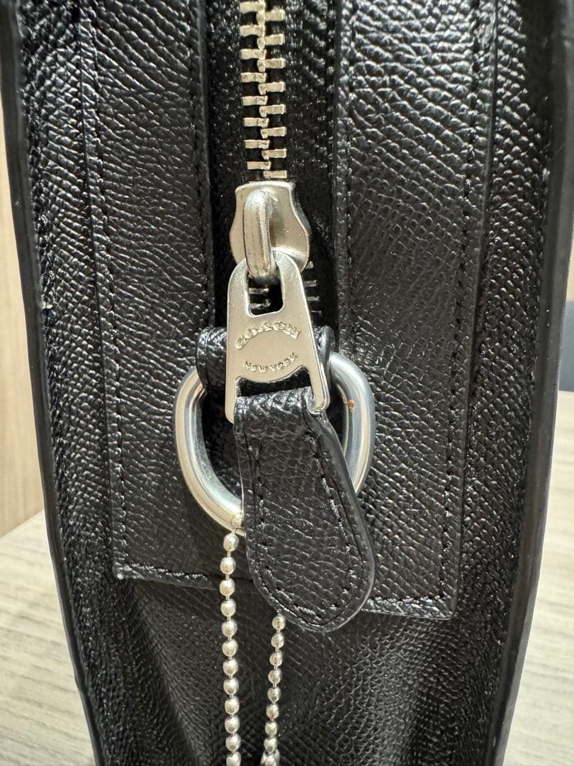 COACHブラックレザービジネスバッグ 黒