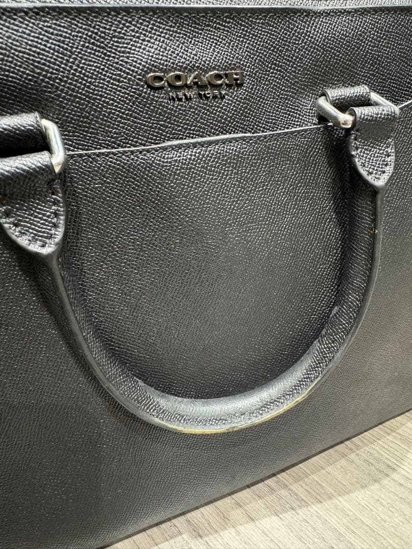 COACHブラックレザービジネスバッグ 黒