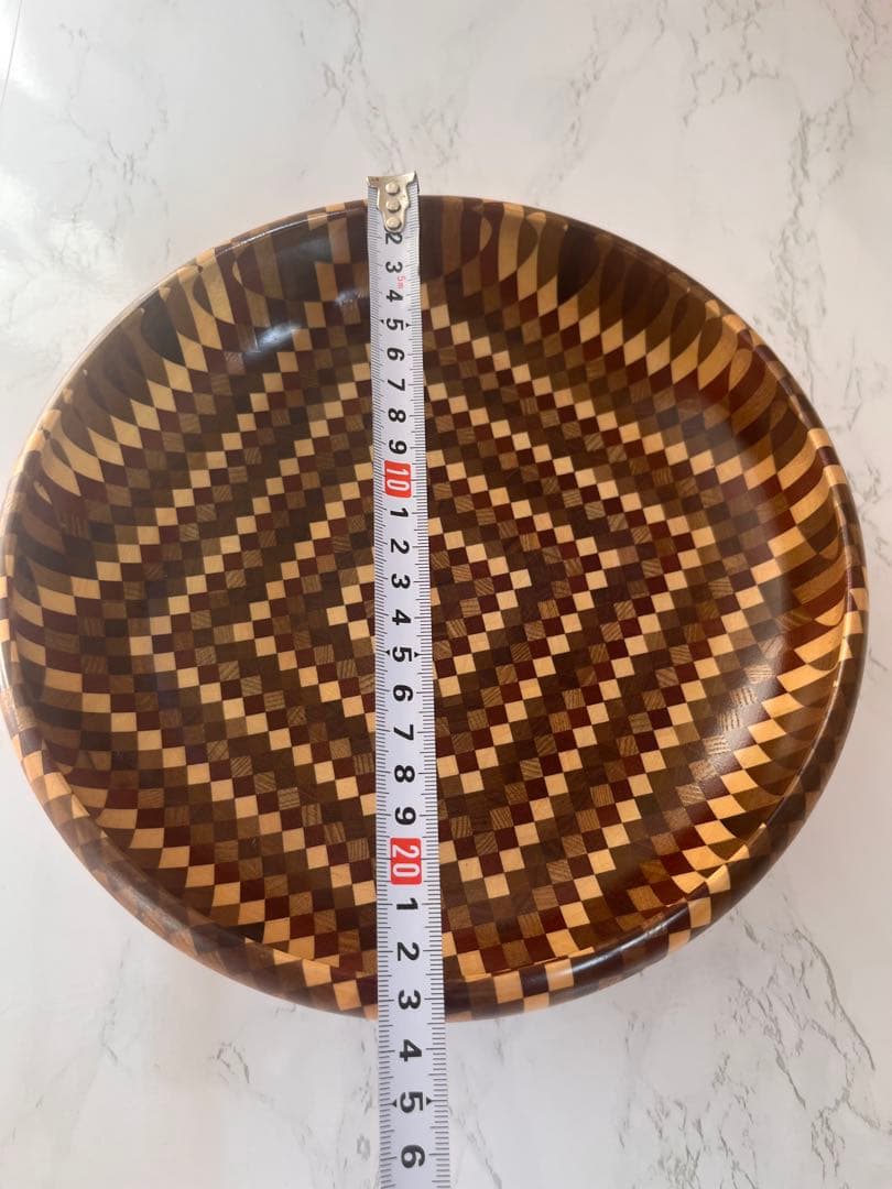 【希少】　超美品　箱根寄木細工　木製菓子器 丸型　お盆