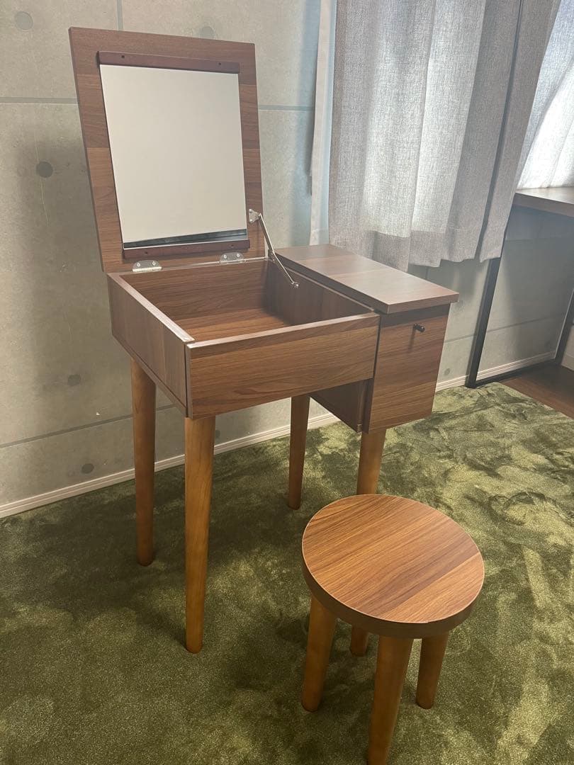 エア・リゾーム 北欧コンパクト木製ドレッサーnico(ニコ)スツール付き