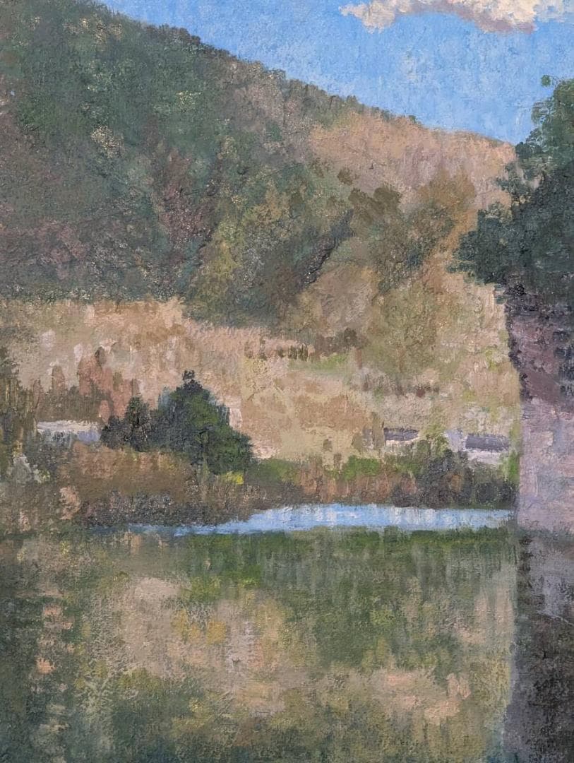 【真作】絵画　沢田正一　油彩6号　渓谷の静寂　自然の調和を描く写実作品　Y100