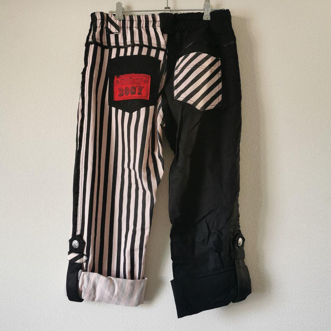 八分丈 カジュアルパンツ 黒 ピンク スカル レアデザイン 個性 ロック パンク