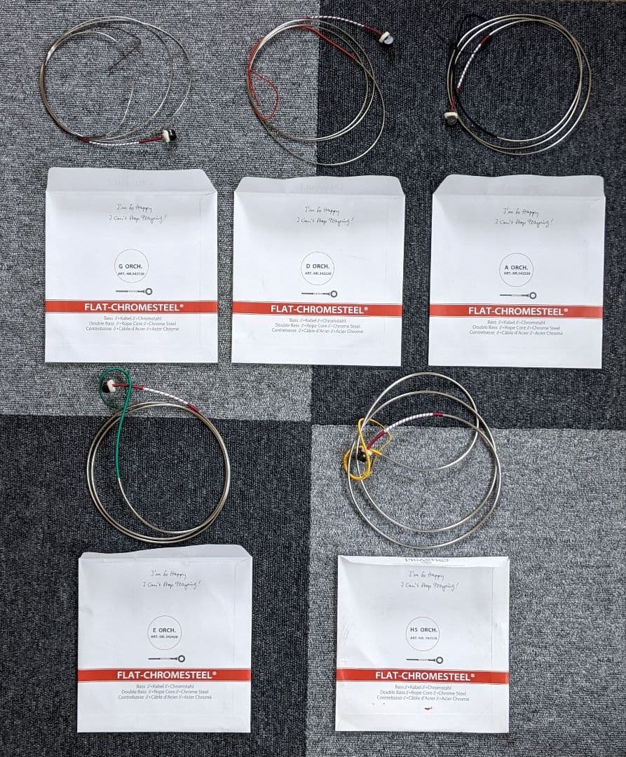 コントラバス弦　ピラストロ　フラットクロムスチール　５弦セット