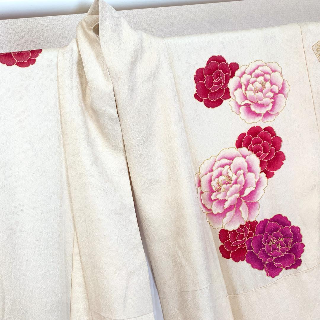 akmx190 正絹 振袖 JunAmiMisako 白色 パールトーン加工9号