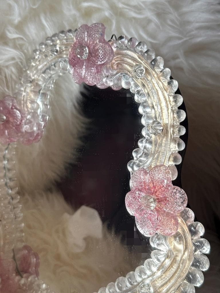 B＞ イタリア ムラーノガラス ベネチアンガラス 壁掛け・スタンドミラー