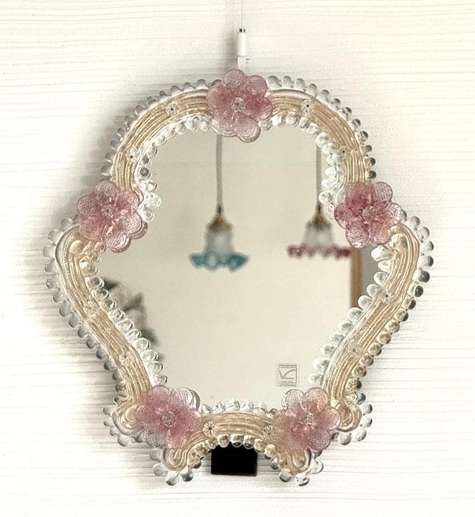 B＞ イタリア ムラーノガラス ベネチアンガラス 壁掛け・スタンドミラー