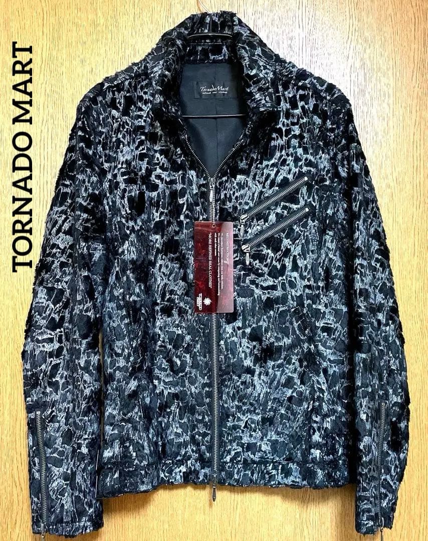 TORNADO MARTウェットルック シールライダースブルゾンジャケット