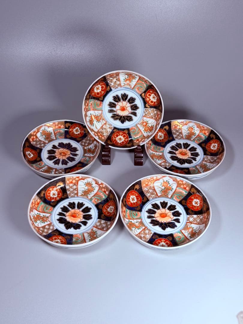 古伊万里 色絵金襴手三方花草文平皿 直径13.5㎝ 古器を楽しむ