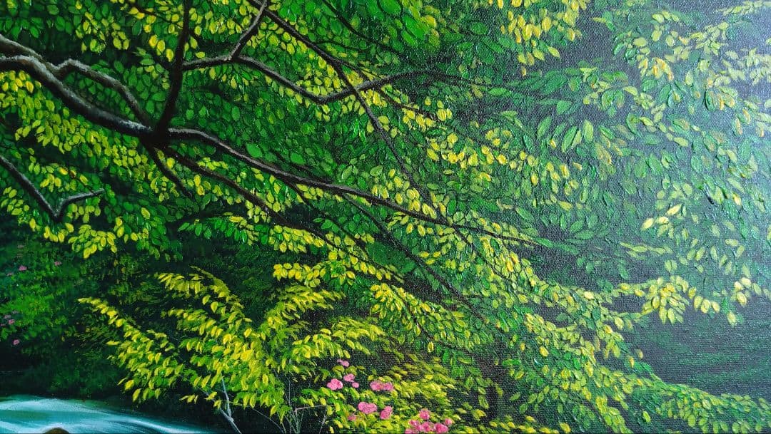 人見友紀 伝説の逃亡画家 油彩画 油絵 奥入瀬 風景画 人