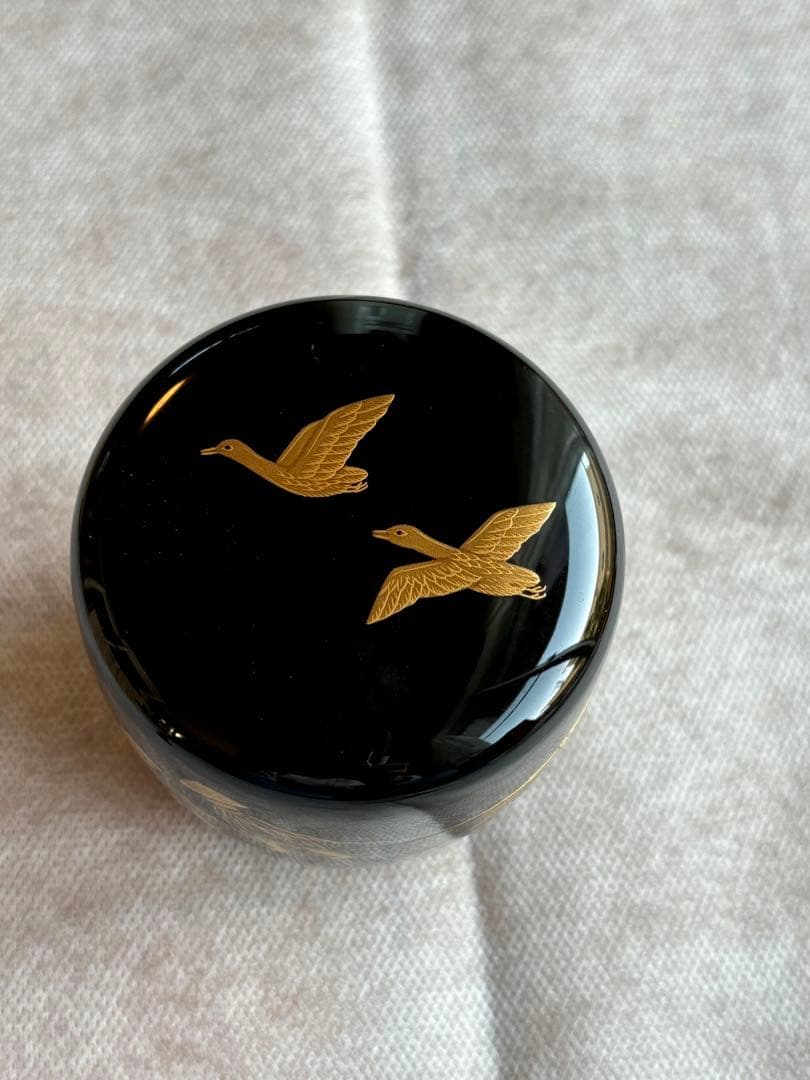 茶道具 茶入 蒔絵師 大端 稔 鶴 輪島塗 棗 灰匙 風