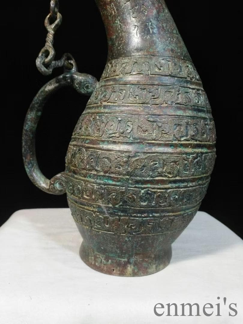 中国古美術 青銅器 禮器 盛酒器 瓠壺 鳥蓋 鍍金 彫刻 唐物 骨董品 禮制美術